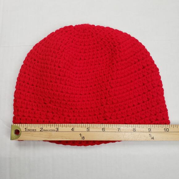 Crochet Beanie Hat Adult Red Handmade Outdoors Casual Streetwear Eclectic - Picture 11 of 12